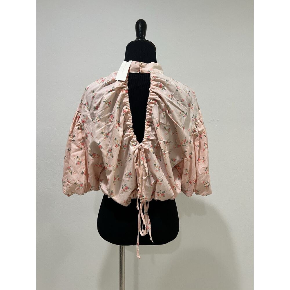 NWT Anthropologie Pink Floral Blouse Open Back Size S - Picture 6 of 7